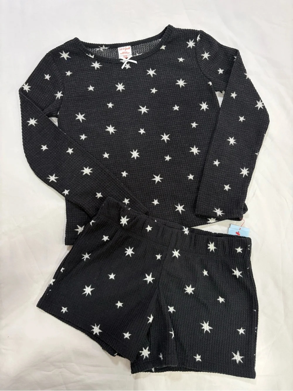 Cat & Jack Navy Star Waffle Knit Pajama Top & Shorts